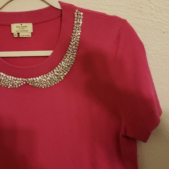 Kate Spade Pink Embellished Top Size XL - Picture 5 of 6